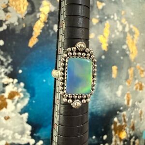Rectangle Opal 925 Sterling Silver Ring Sz 6 | SS